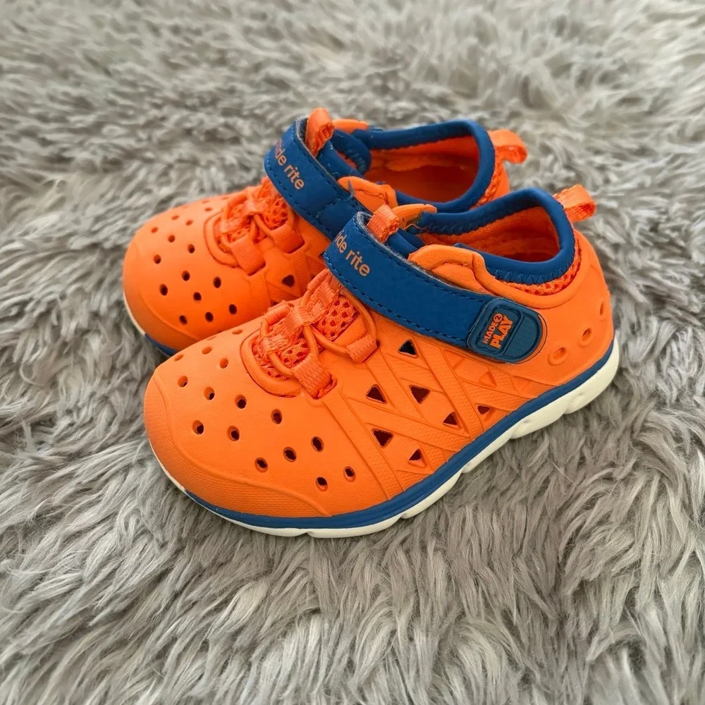 Stride‎ Rite Made 2 Play Phibian Sneaker Sandle Orange Blue Toddler Baby 4c